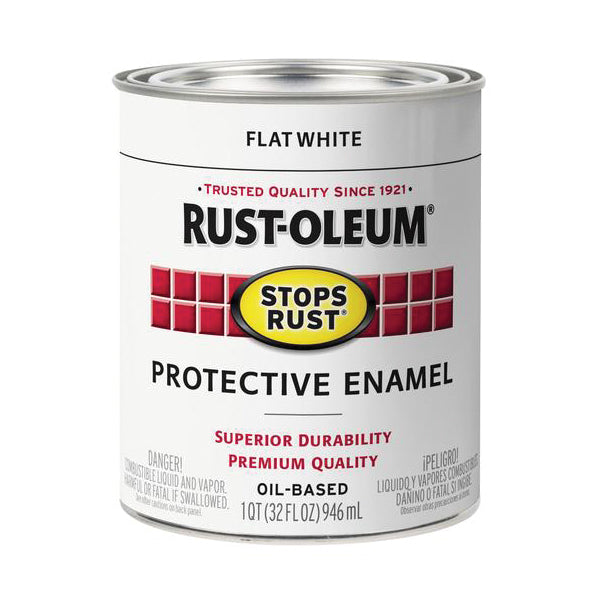 RUST-OLEUM Stops Rust Protective Enamel Paint Flat White 1 qt