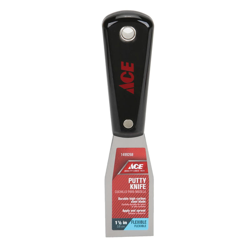 ACE Flexible Putty Knife 1 1/2 in W Blade HCS Blade Nylon Handle Riveted Handle