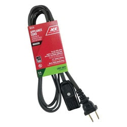 ACE Appliance Cord 18 AWG Cable 6 ft L 10 A 120 V Black