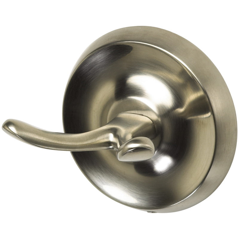 OakBrook Double Robe Hook 30 lb Zinc Brushed Nickel Wall Mounting