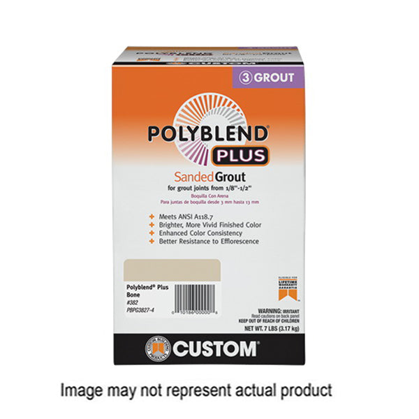 CUSTOM Polyblend Plus Sanded Grout Solid Powder Characteristic Natural Gray 7 lb Box