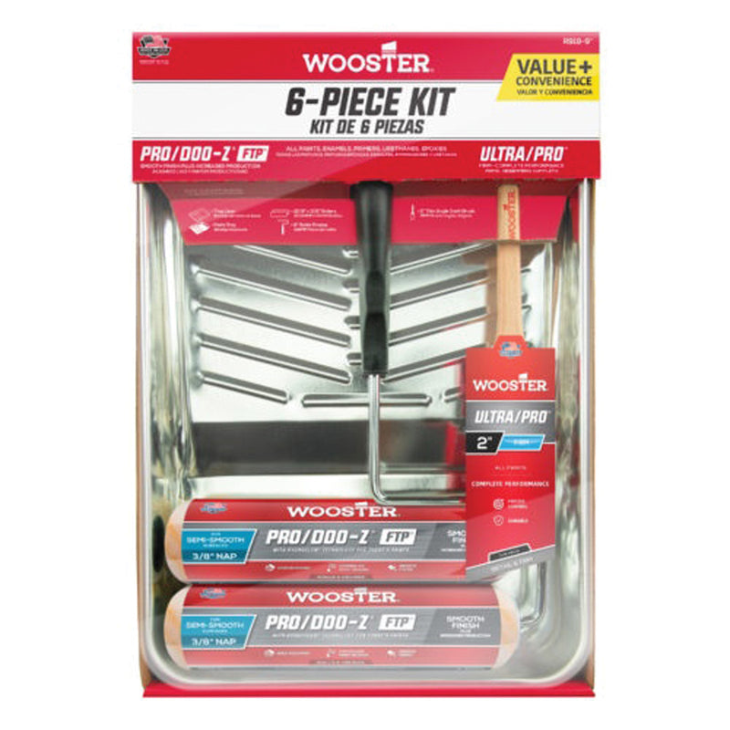 WOOSTER PRO/DOO Z FTP Paint Roller Kit Semi Smooth Surface Polypropylene 6 Piece