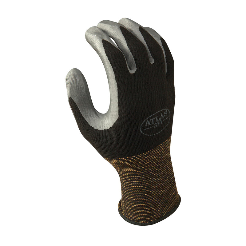 ATLAS High-Flexibility Protective Gloves XL Knit Wrist Cuff Nitrile Glove Black/Gray