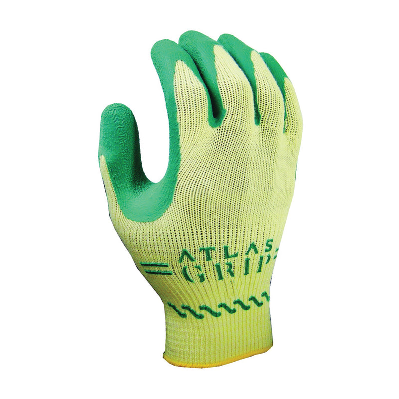 ATLAS Ergonomic Protective Gloves XS Knit Wrist Cuff Green/Yellow