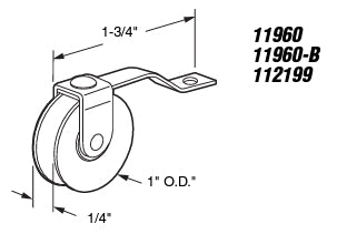 Prime-Line Spring Tension Roller 1 in Dia Roller 1/4 in W Roller Nylon Roller 1-3/4 in L Steel