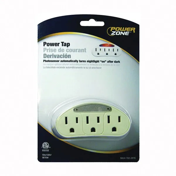 PowerZone Outlet Tap 15 A 3-Outlet White