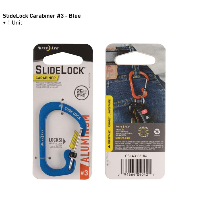 Nite Ize SlideLock Key Carabiner 1-1/2 in OAL Aluminum Blue