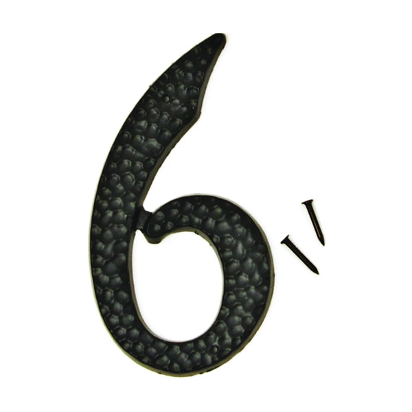 HY-KO House Number Character: 6 3-1/2 in H Character 2 in W Character Black Character Aluminum