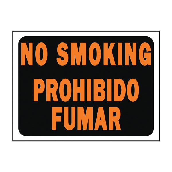 HY-KO Hy-Glo Identification Sign Rectangular NO SMOKING Fluorescent Orange Legend Black Background