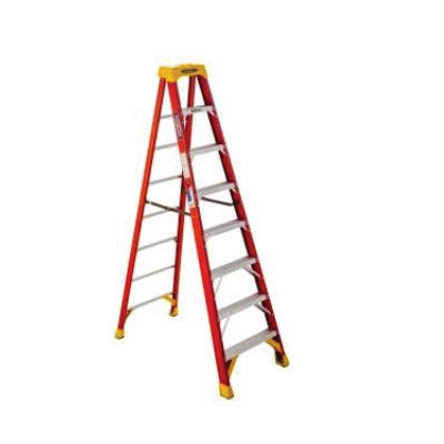 WERNER 6200 Series Step Ladder 12 ft Max Reach H 300 lb Type IA Duty Rating 6 in D Step Orange