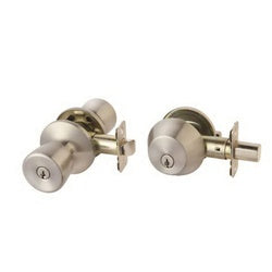 ACE Knob and Deadbolt Combo Set ANSI/BHMA 3 Grade Knob Handle Keyed Alike Key Stainless Steel Satin