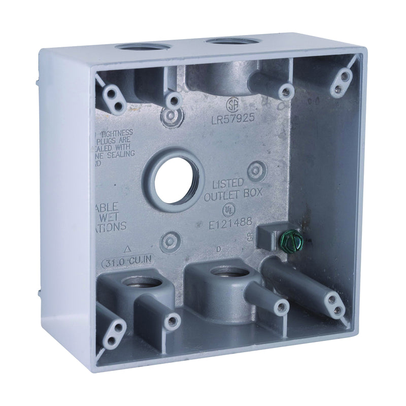 HUBBELL Box 5-Outlet 2-Gang Aluminum Gray Powder-Coated