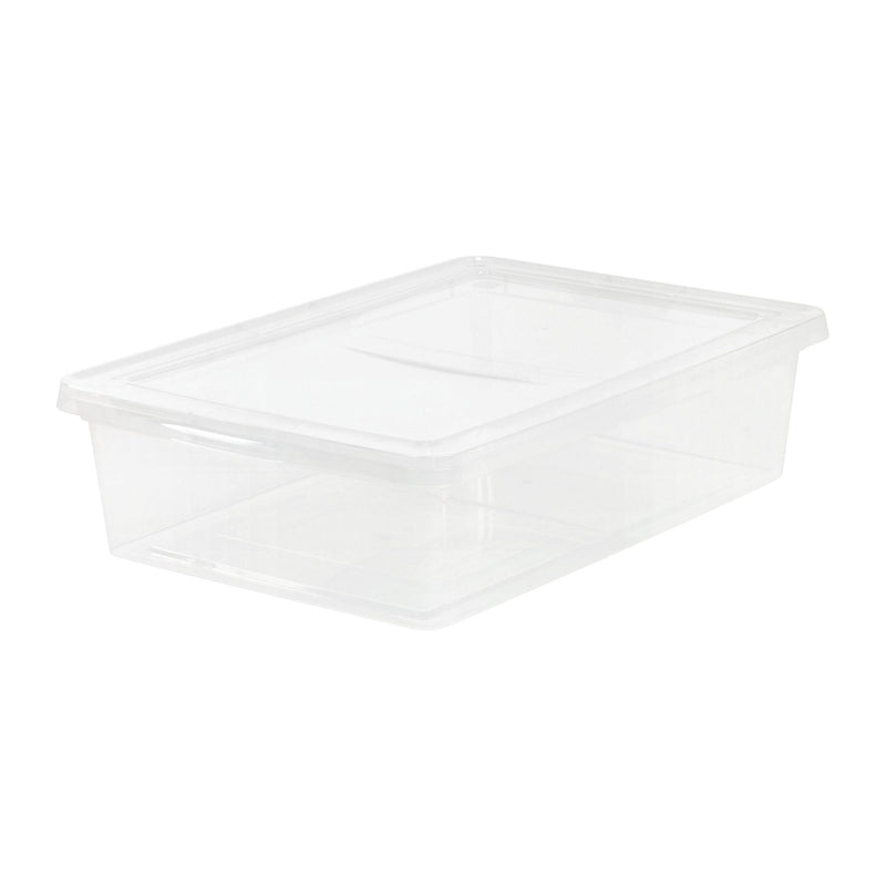 IRIS Under Bed Storage 28 qt Volume Plastic Clear 24 in L 16-1/4 in W 6 in H