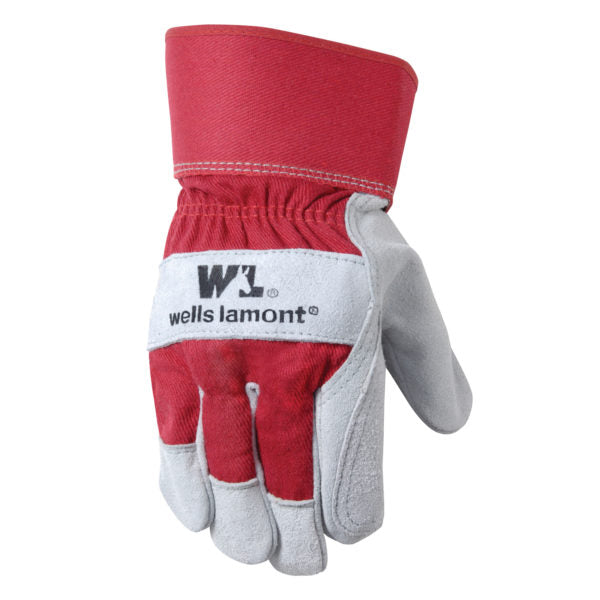 Wells Lamont Heavy-Duty Work Gloves Men's XL 10 to 10-1/2 in L Cowhide Leather Gray/Orange/Red