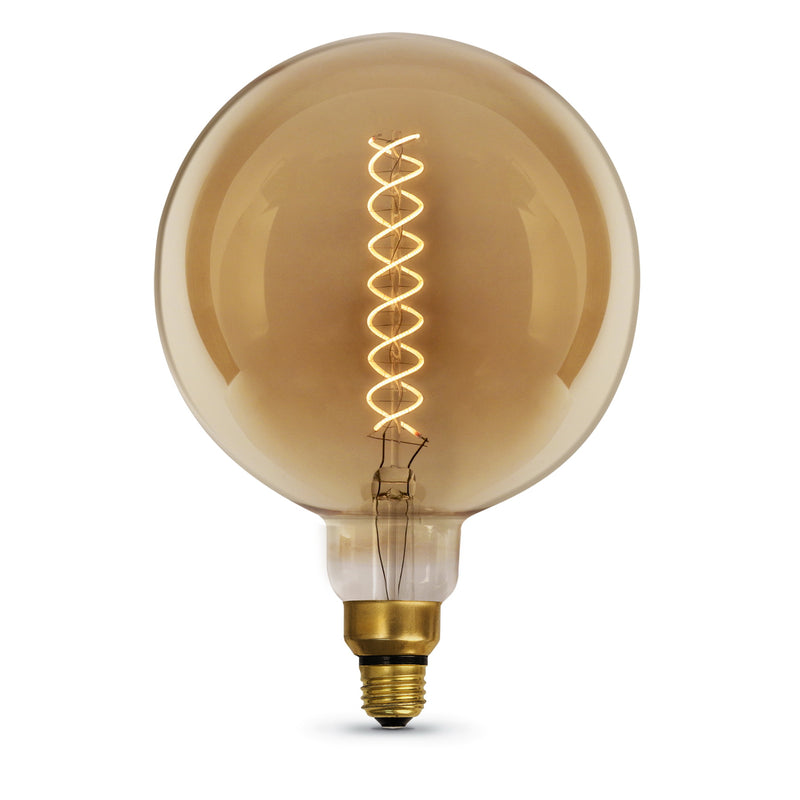 Feit Electric Spiral Filament LED Light Bulb Globe G63 Lamp 60 W Equivalent E26 Lamp Base Dimmable