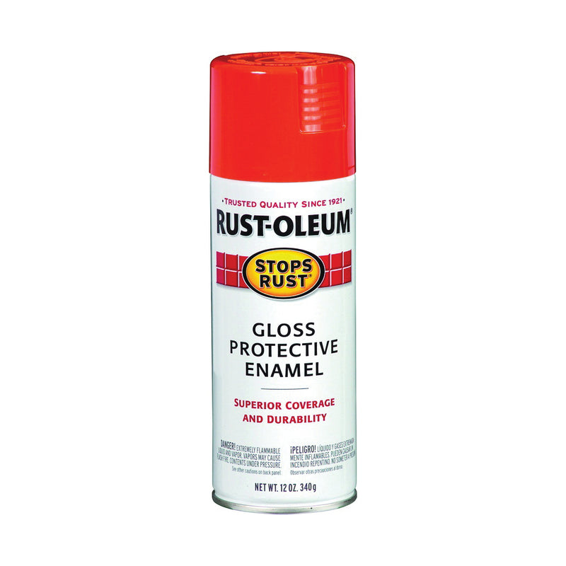 RUST OLEUM STOPS RUST Protective Enamel Spray Paint Gloss Orange 12 oz Aerosol Can