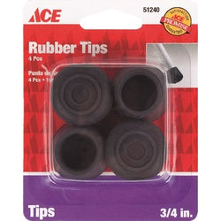 ACE 51240 Leg Tip Round Rubber Black 3/4 in Dia