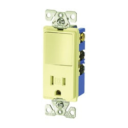 Eaton Cooper Wiring Combination Switch/Receptacle 1 Pole 15 A 120/277 V Ivory