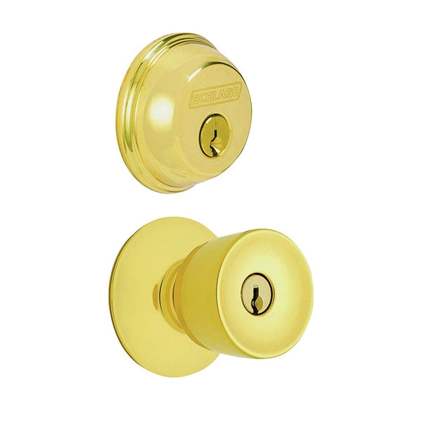 Schlage Knob Lockset 2 Grade Keyed Alike Key Steel Brass 2-3/8 x 2-3/4 in Backset K4 Keyway