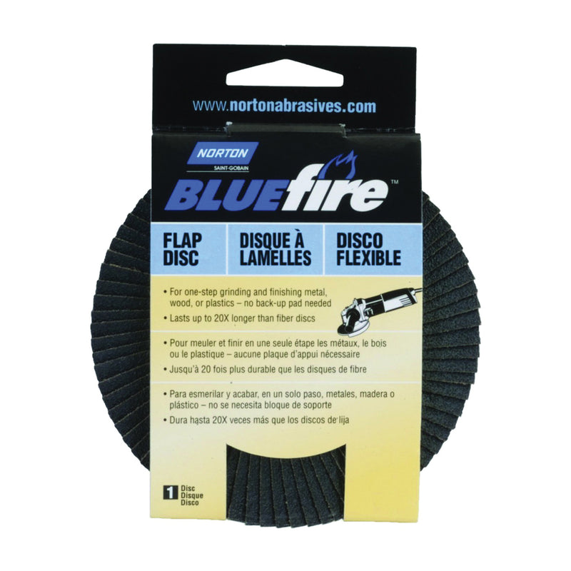 NORTON Conical Flap Disc 4-1/2 in Dia 5/8-11 Arbor Coated P60 Grit Coarse Zirconia Aluminum Abrasive
