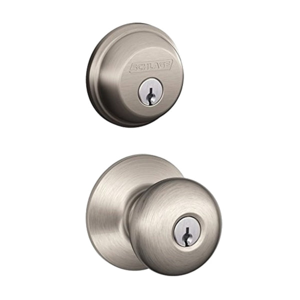 Schlage Combo Dead Bolt ANSI 2 Grade Keyed Alike Key Brass Satin Nickel 2-3/8 or 2-3/4 in Backset