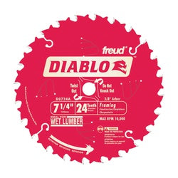 Diablo Circular Saw Blade 7 1/4 in Dia 5/8 in Arbor 24 Teeth Carbide Cutting Edge