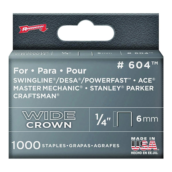 Arrow 600 Series Wide Crown Staple 1/2 in W Crown 1/4 in L Leg