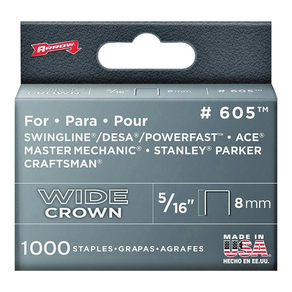 Arrow 600 Series Wide Crown Staple 1/2 in W Crown 5/16 in L Leg