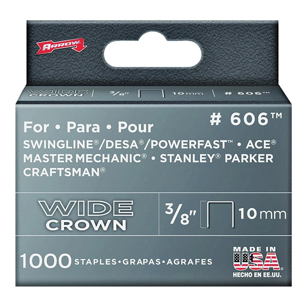 Arrow 600 Series Wide Crown Staple 1/2 in W Crown 3/8 in L Leg