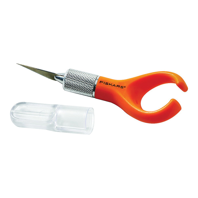 FISKARS Fingertip Knife Steel Blade Plastic Handle Finger Loop Handle 4 in OAL