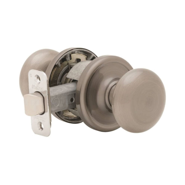 Kwikset Door Knob Satin Nickel 1-3/8 to 1-3/4 in Thick Door 2-1/4 in Strike