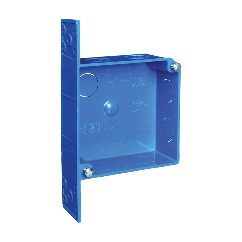 Carlon Outlet Box 2-Gang 7-Knockout PVC Blue Bracket Mounting