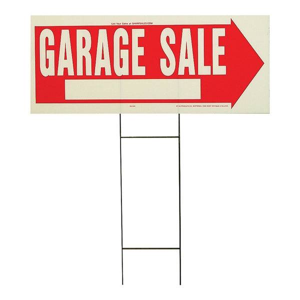 HY-KO Lawn Sign Garage Sale White Legend Plastic 24 in W x 9-1/2 in H Dimensions