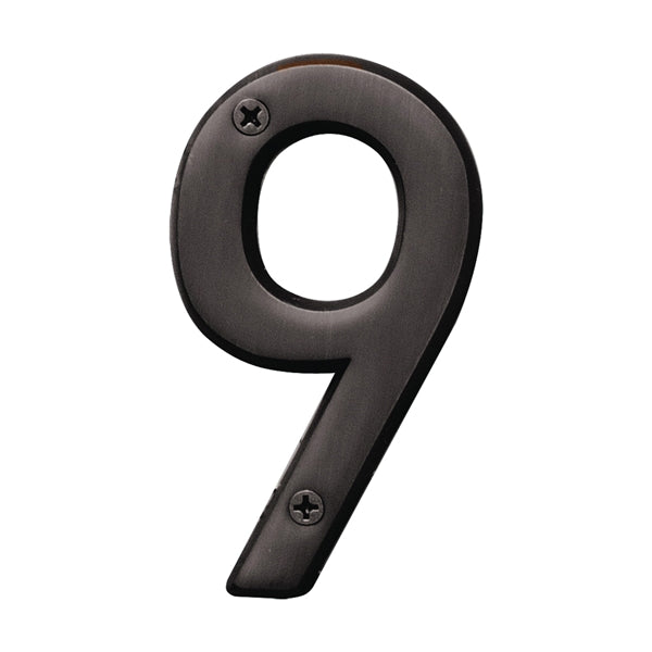 HY-KO Prestige House Number Character: 9 4 in H Character Bronze Character Solid Brass