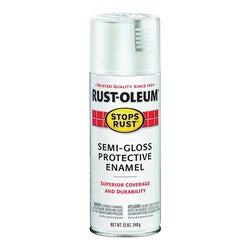 RUST OLEUM STOPS RUST Protective Enamel Spray Paint Semi Gloss White 12 oz Aerosol Can