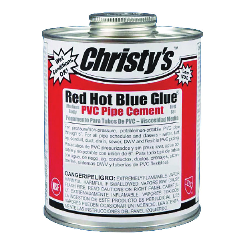 CHRISTY'S Solvent Cement 0.25 pt Can Medium Syrupy Liquid Blue