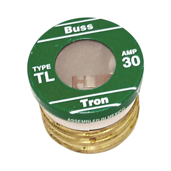 Bussmann Time-Delay Plug Fuse 30 A 125 V 10 kA Interrupt Plastic Body