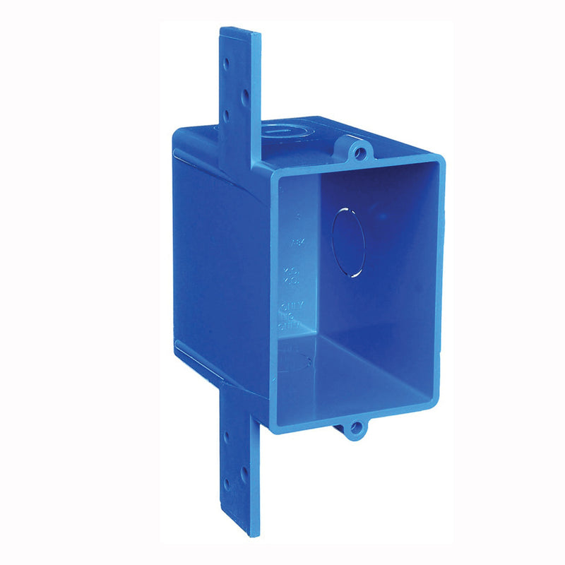 Carlon Outlet Box 1-Gang 3-Knockout 1/2 in Knockout PVC Blue Bracket Mounting