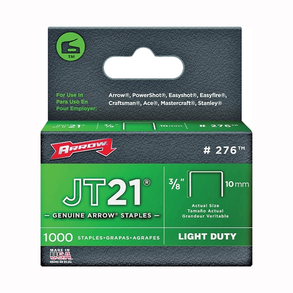 Arrow JT21 Series Flat Crown Staple 7/16 in W Crown 3/8 in L Leg