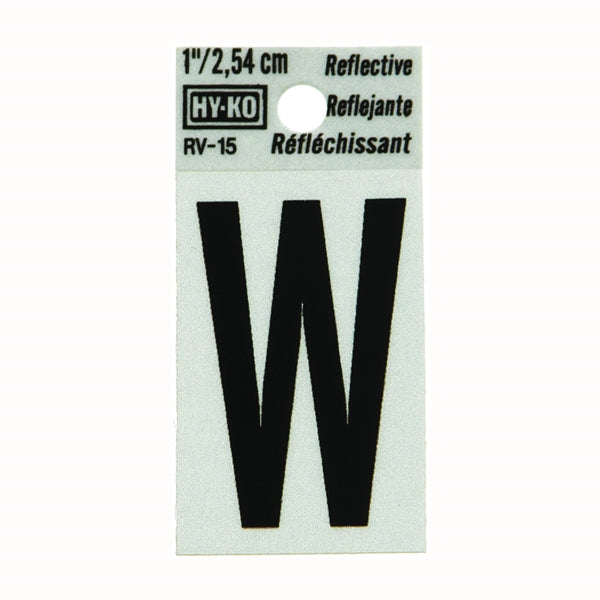 HY-KO Reflective Letter Character: W 1 in H Character Black Character Silver Background Vinyl