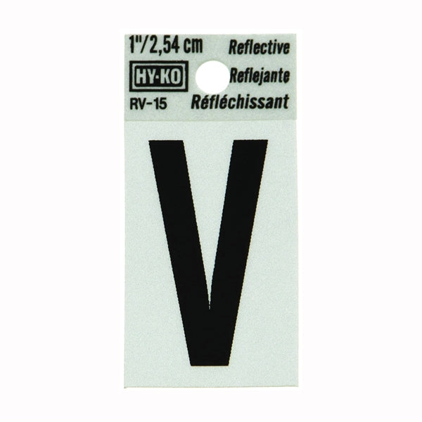 HY-KO Reflective Letter Character: V 1 in H Character Black Character Silver Background Vinyl