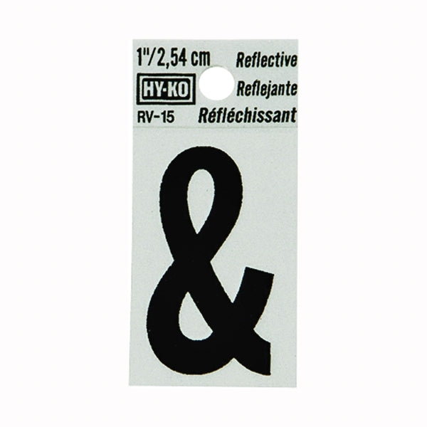 HY-KO Reflective Sign Character: & 1 in H Character Black Character Silver Background Vinyl