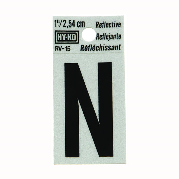 HY-KO Reflective Letter Character: N 1 in H Character Black Character Silver Background Vinyl