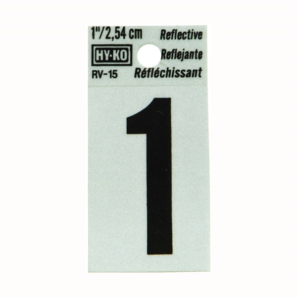 HY-KO Reflective Sign Character: 1 1 in H Character Black Character Silver Background Vinyl