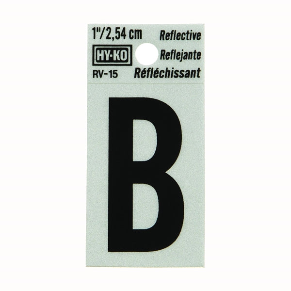 HY-KO Reflective Letter Character: B 1 in H Character Black Character Silver Background Vinyl