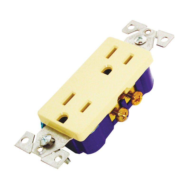 Eaton Wiring Devices Duplex Receptacle 2-Pole 15 A 125 V Back Side Wiring NEMA: 5-15R Ivory