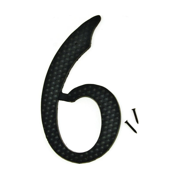 HY-KO House Number Character: 6 4-3/4 in H Character 2-3/4 in W Character Black Character Aluminum