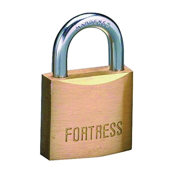 American Lock Fortress Padlock Keyed Alike Key 1/4 in Dia Shackle Steel Shackle Brass Body