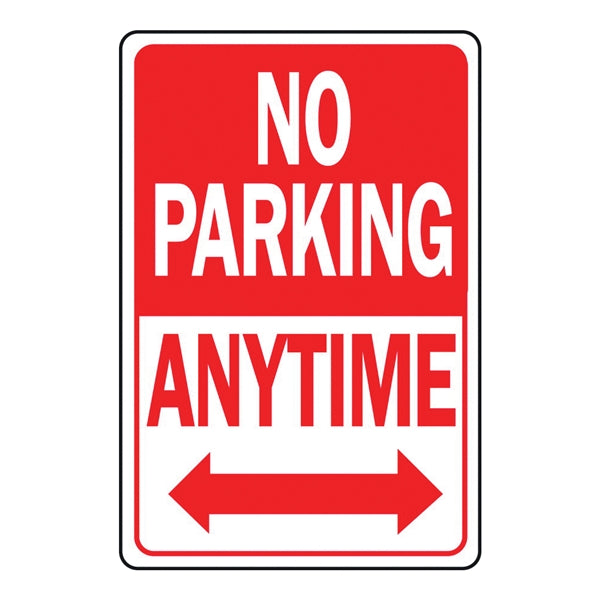 HY-KO Parking Sign Rectangular NO PARKING ANYTIME Red/White Legend Red/White Background Aluminum