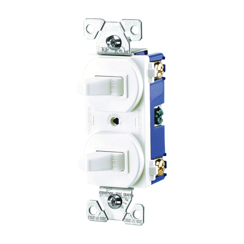 Eaton Wiring Devices Combination Toggle Switch 15 A 120/277 V Screw Terminal Nylon Housing Material White